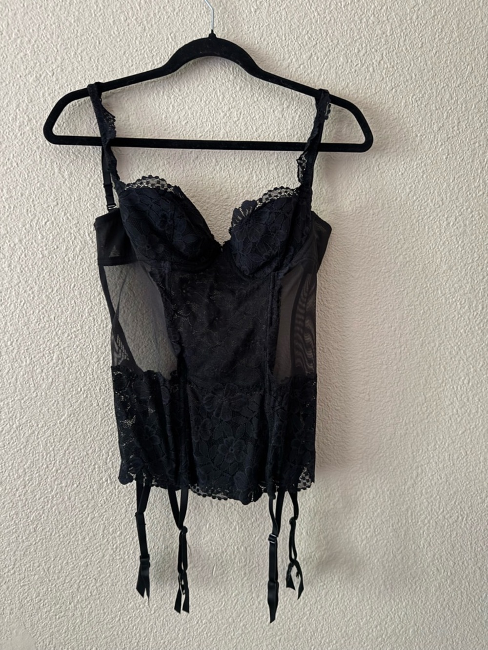 Black Lace Bustier Camisole with Garters